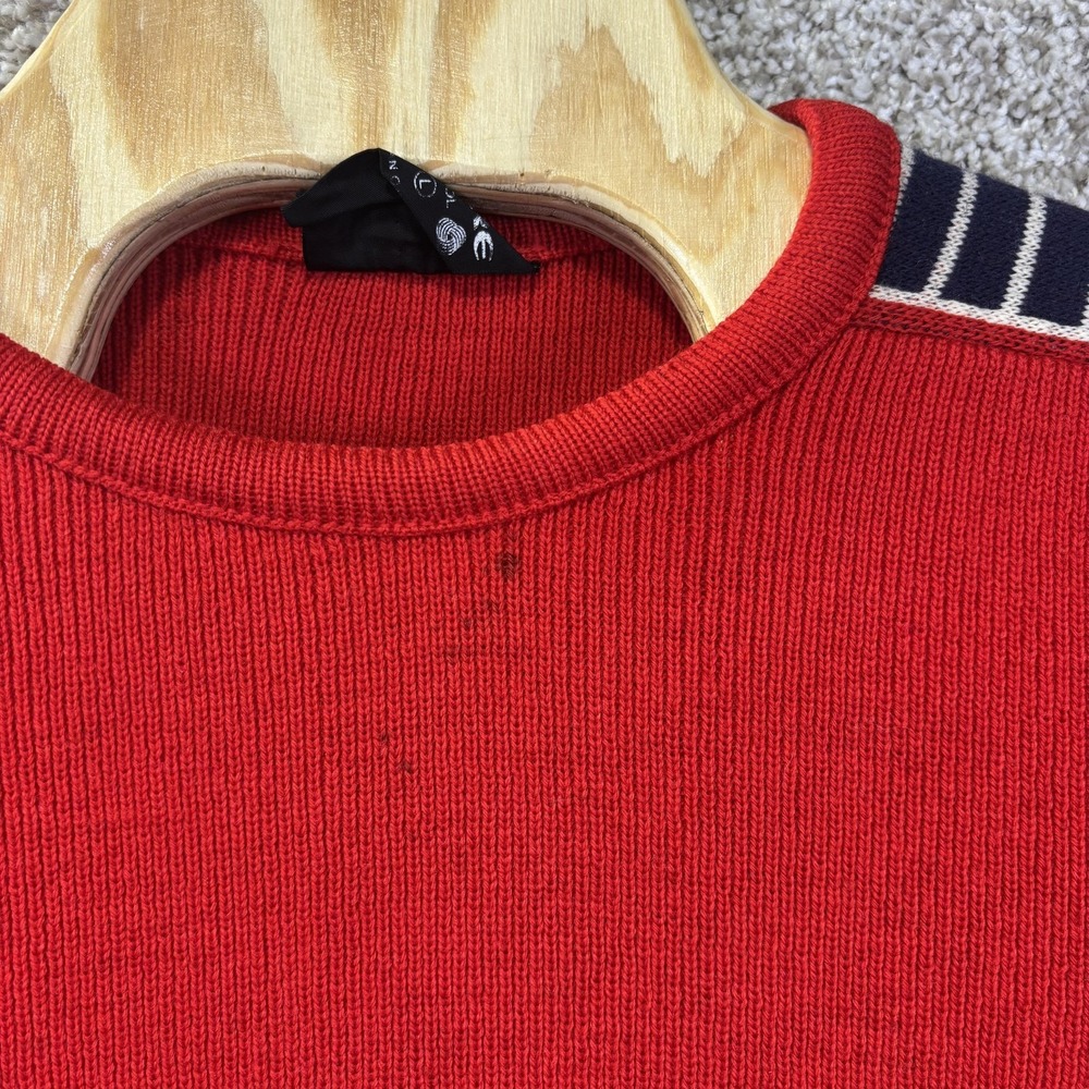 Demetre Sweater Mens Medium Red Wool Crewneck Knit Pullover Graphic Print - Picture 3 of 9